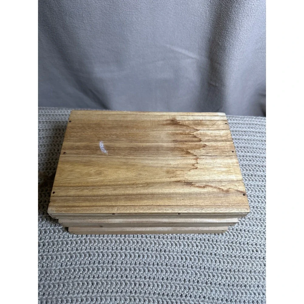 Nautical Wooden Crate Blue Pink Anchor Jute Rope Handles Rustic Storage Box
